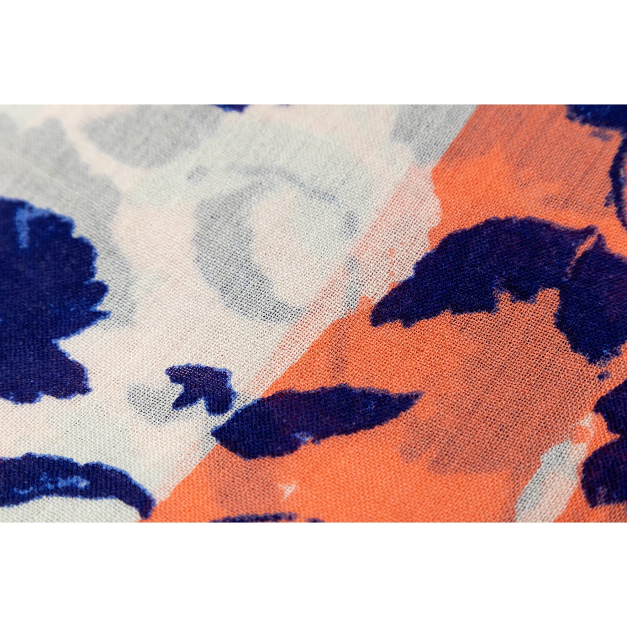 100% Australian Wool Print Scarf White Blue and Orange