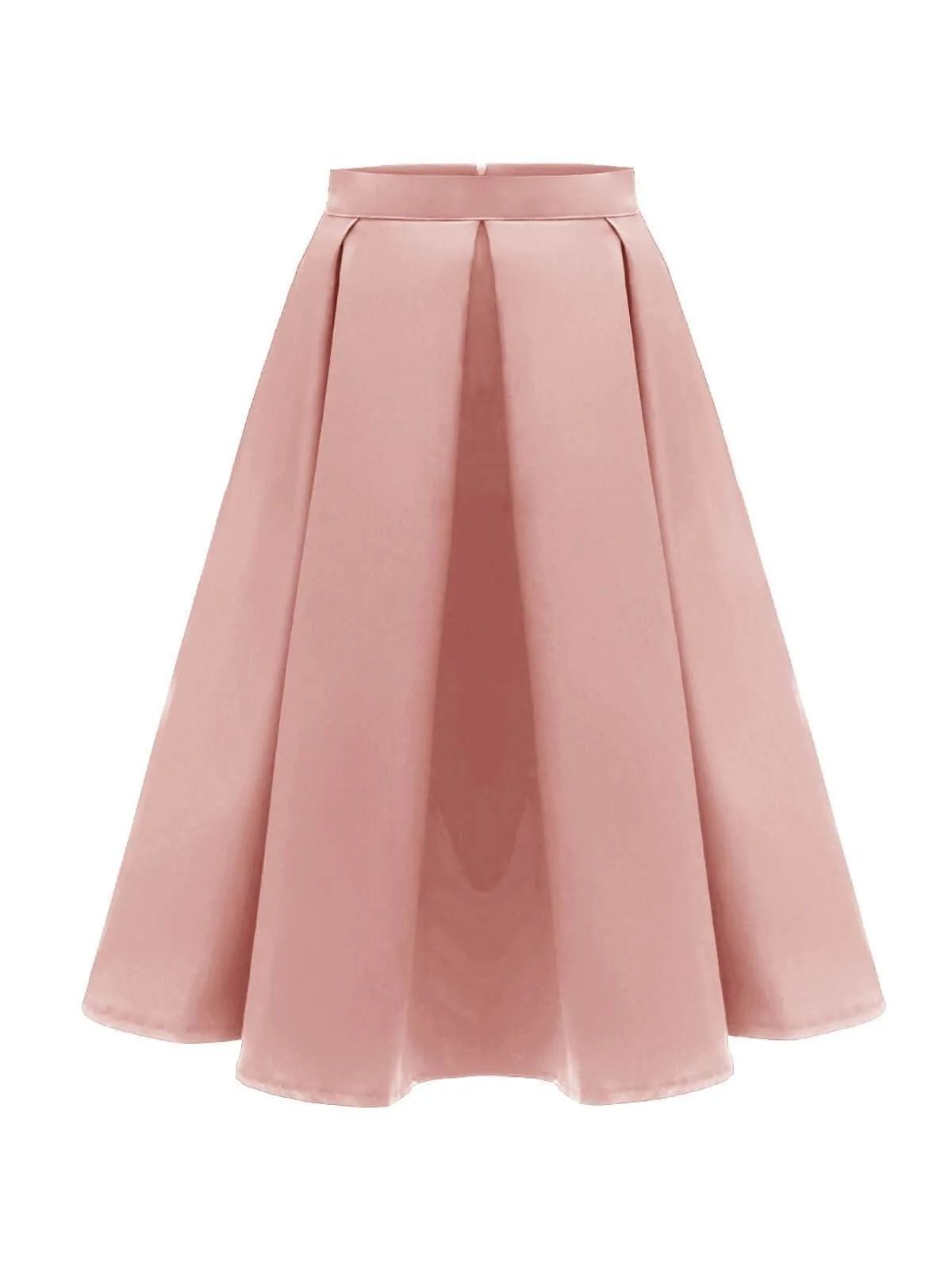 1950s Solid High Waist Pleated Skirt