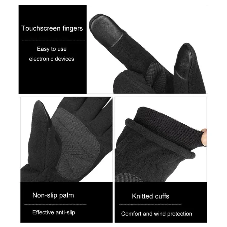 1pair Rocker Fleece Winter Warm Anti-Slip Gloves Outdoor Riding Sports Gloves, Size: XS(Black)