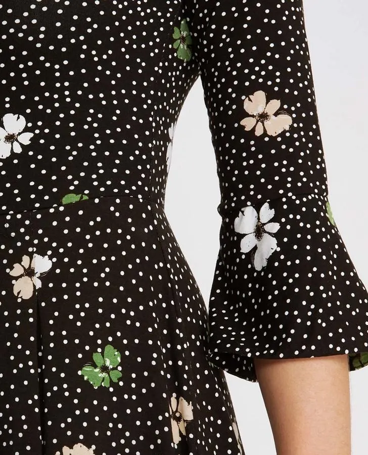 3/4 Sleeve Wildflower Print Dress