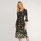 3/4 Sleeve Wildflower Print Dress