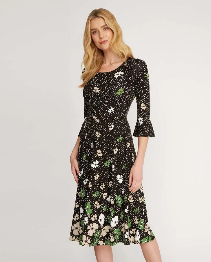 3/4 Sleeve Wildflower Print Dress