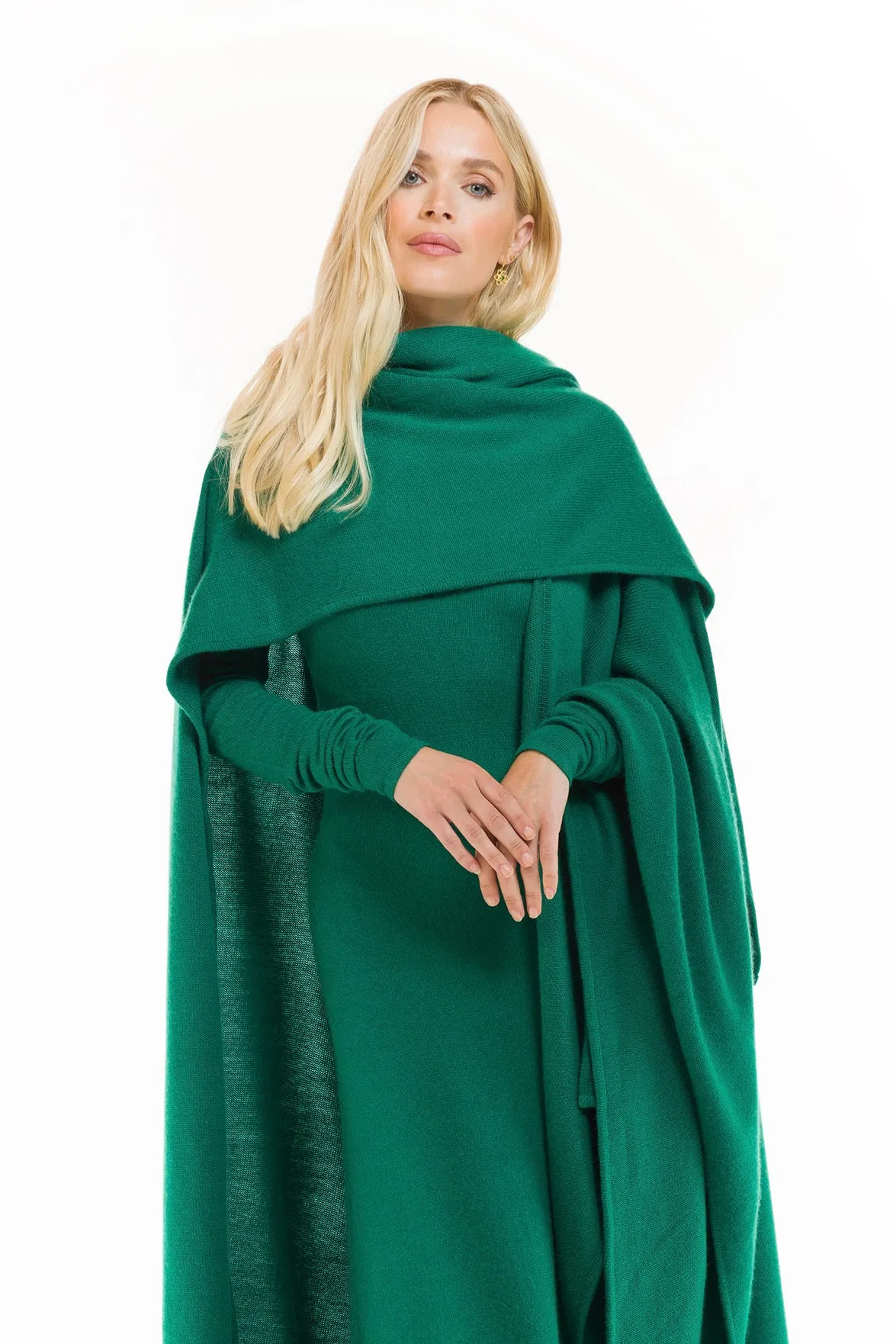 4 PLY AVALON CASHMERE CAPE EMERALD GREEN