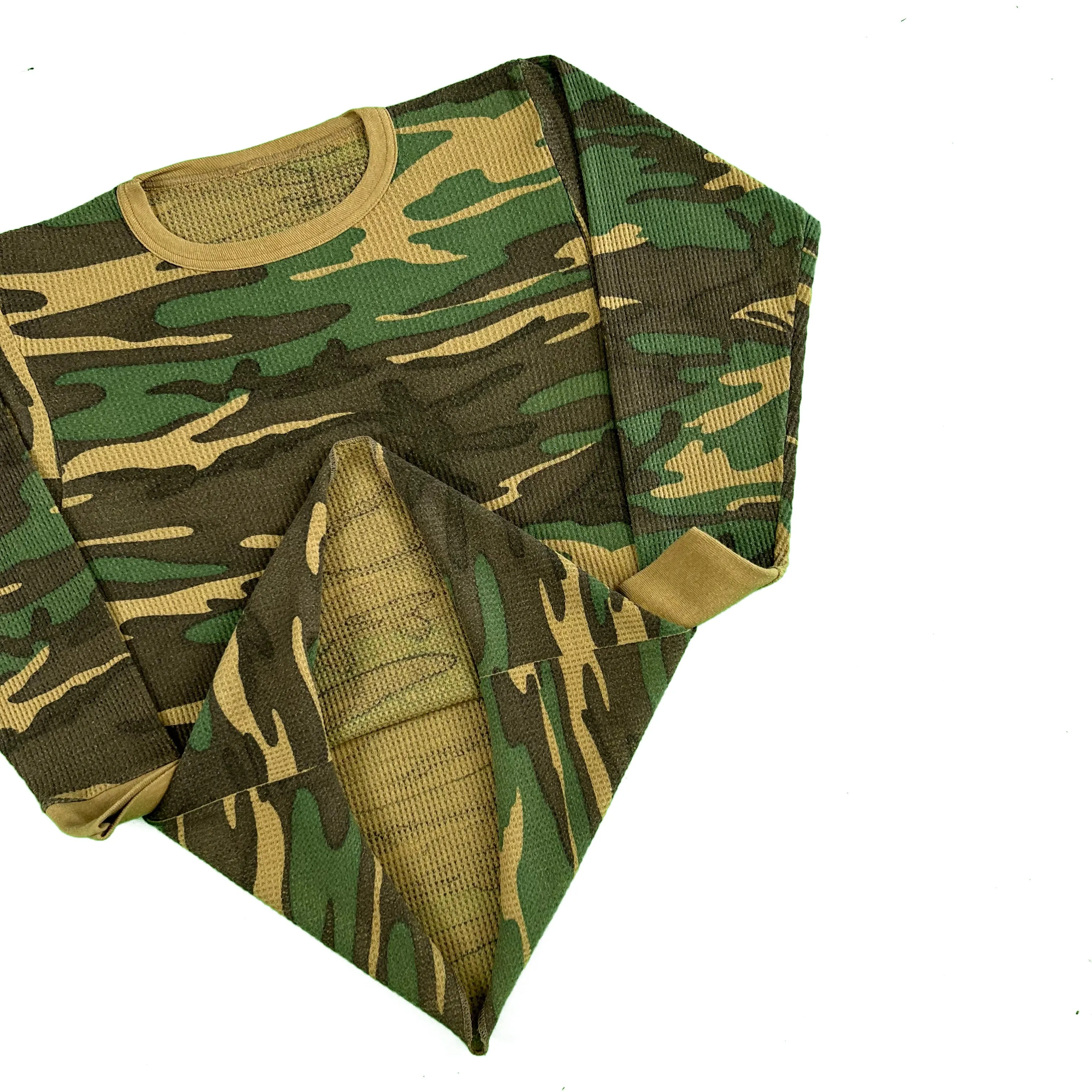 90s Camo Waffle Knit Thermal- M