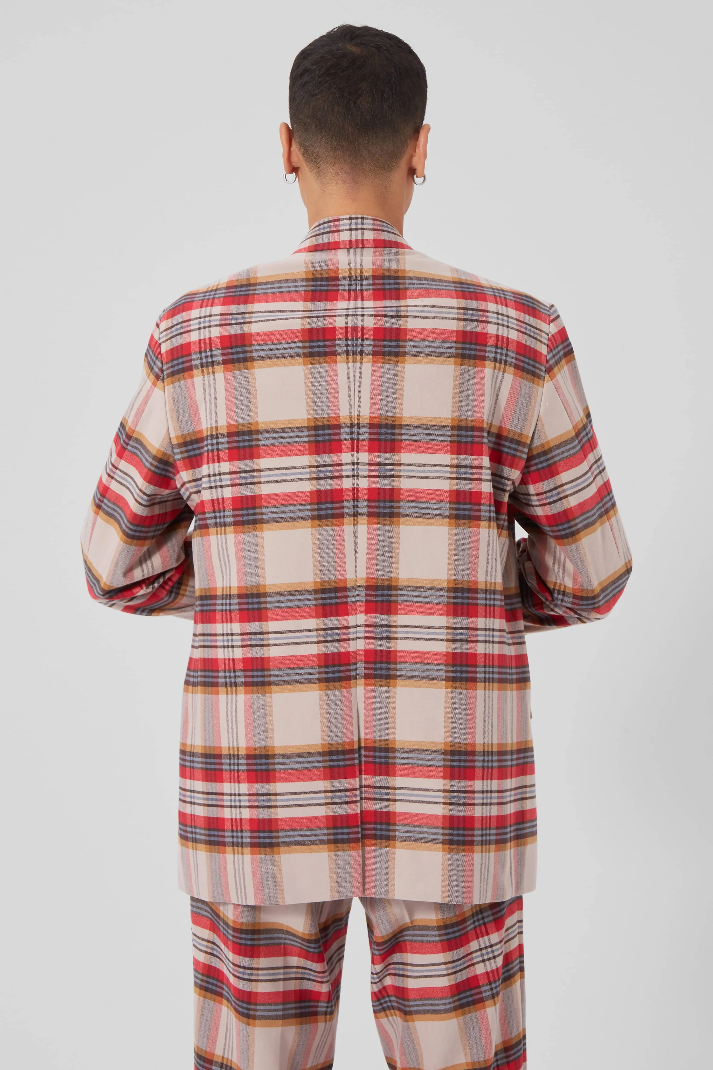 Abidal Oversized Red Check Double Breasted Cotton Jacket - ARCHIVE