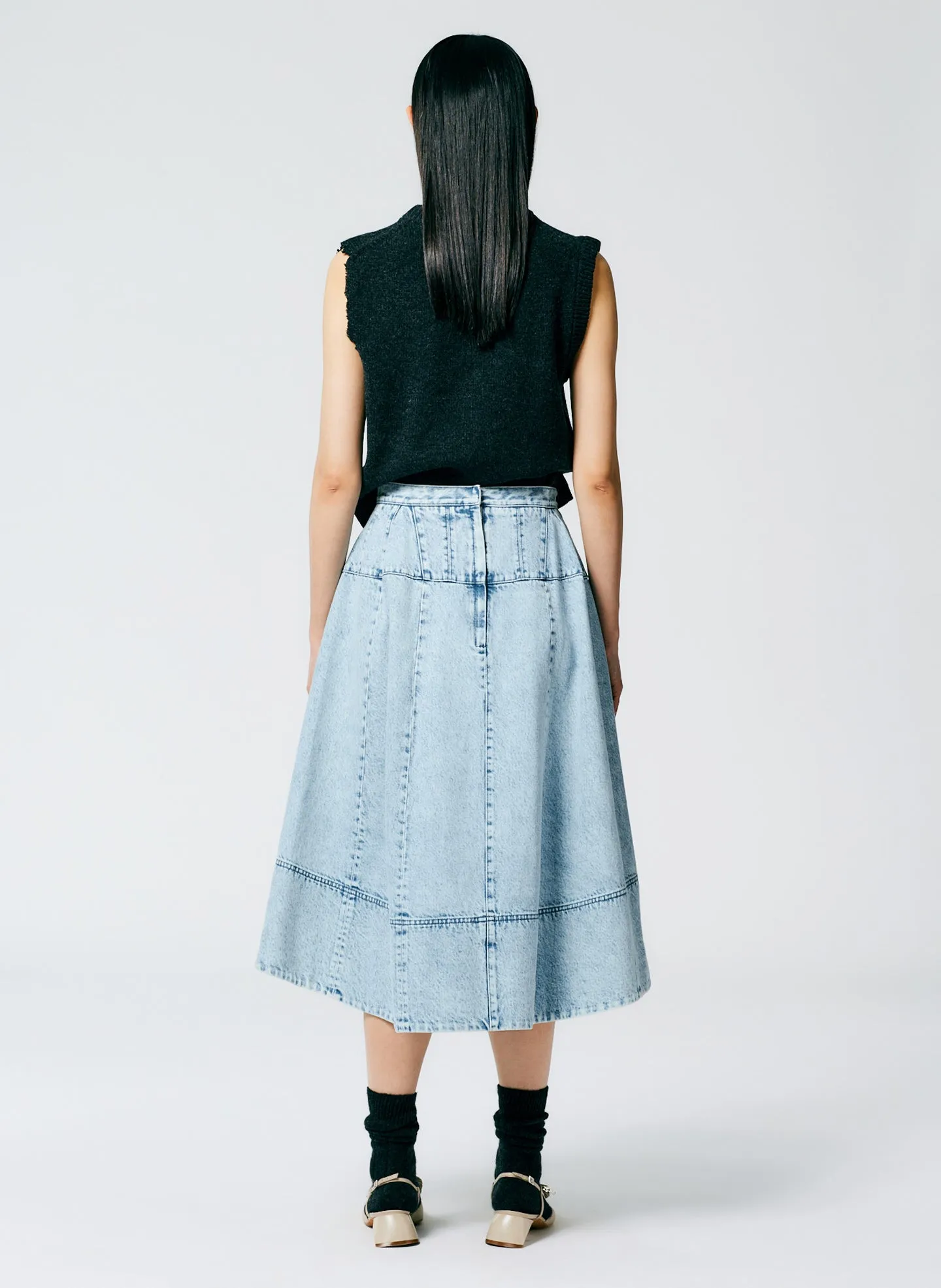 Acid Iceberg Denim Sculpted Skirt