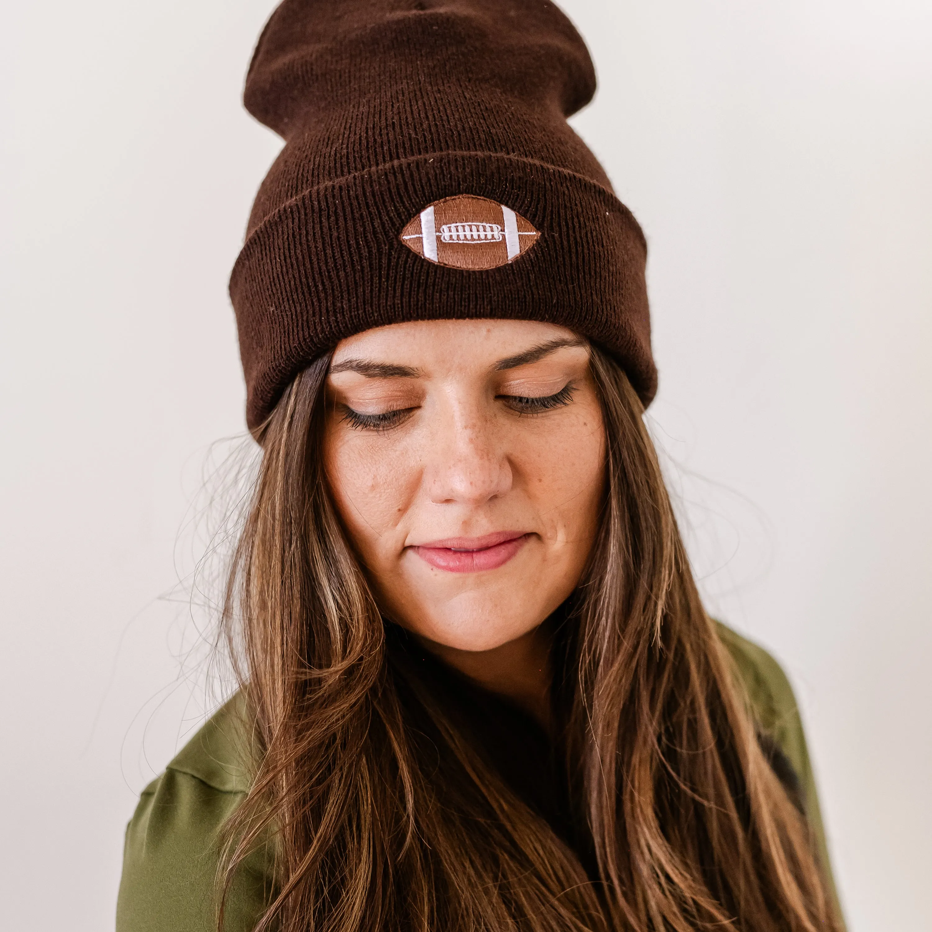 ADULT BEANIE - Football - Brown