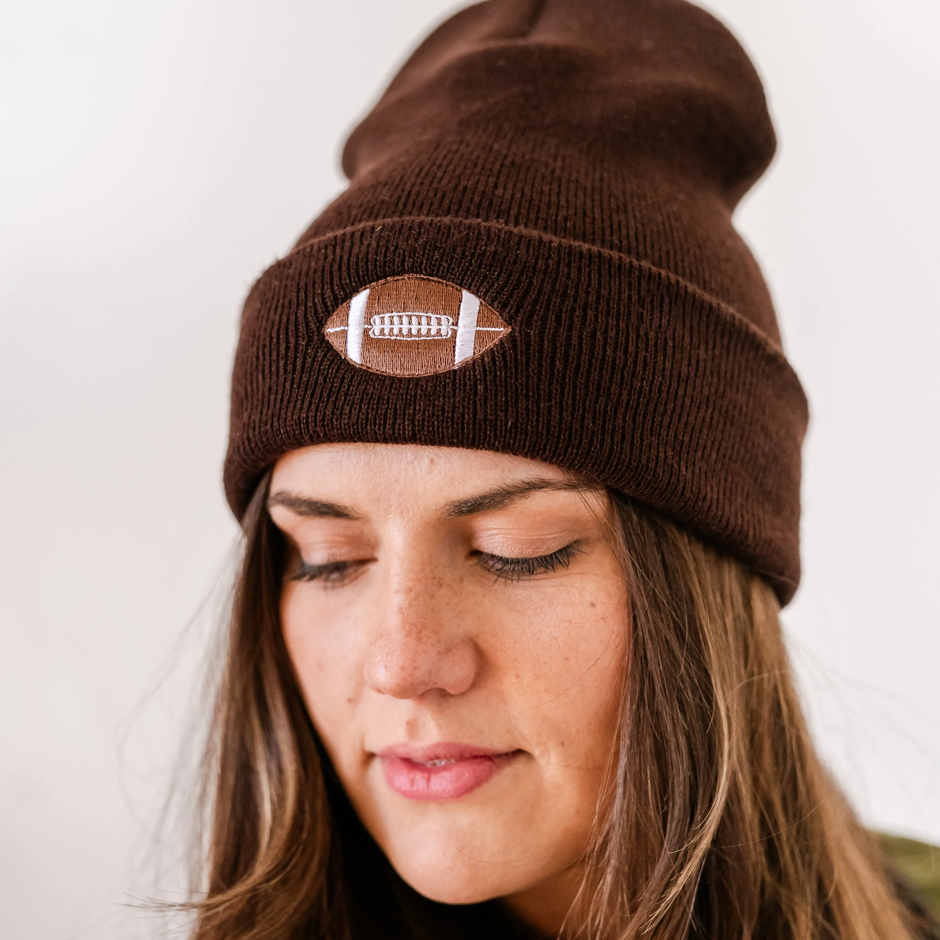 ADULT BEANIE - Football - Brown