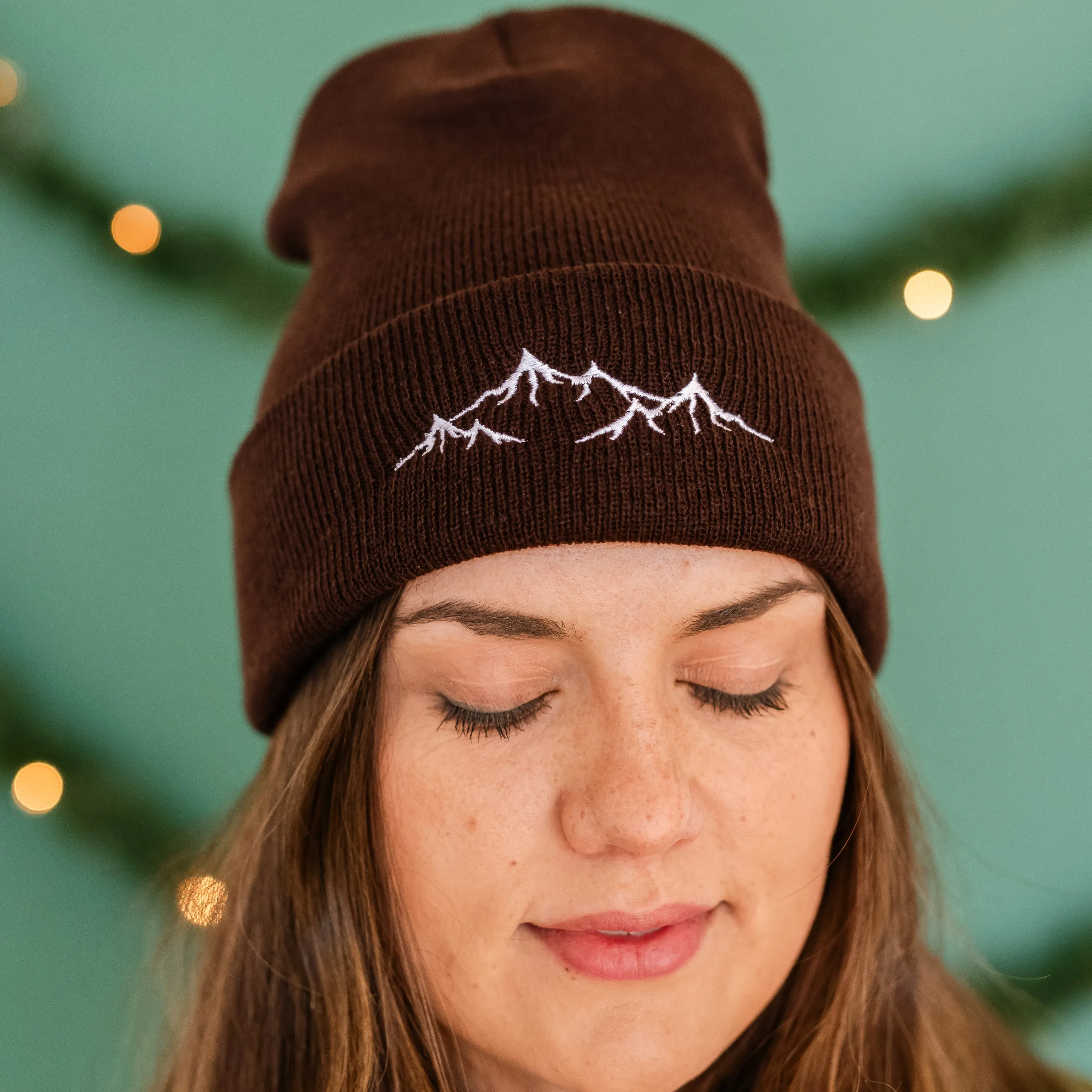 ADULT BEANIE - Mountain Range - Brown