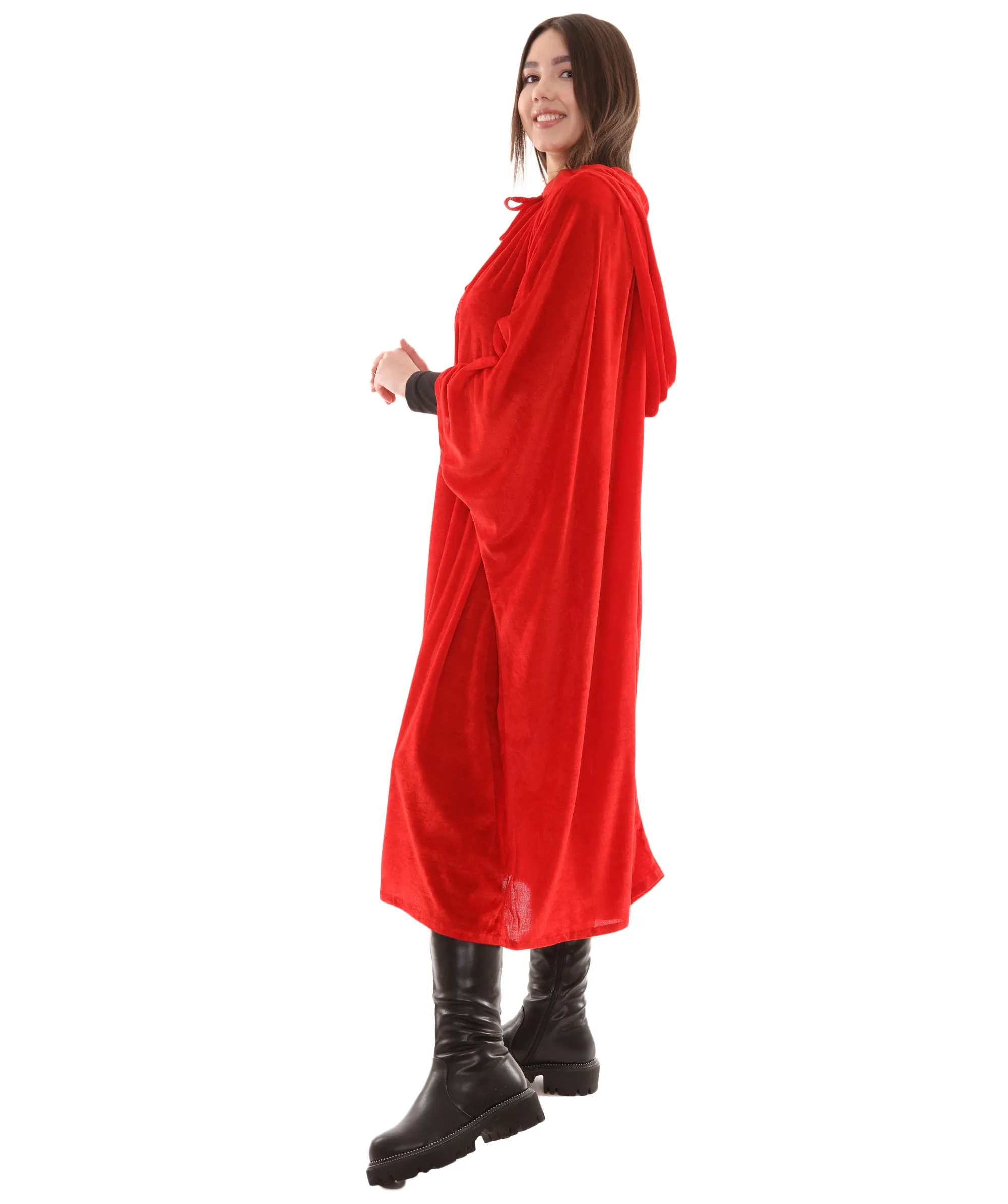 Adult Women's Hooded Robe Cape Costume | Red Halloween Costume