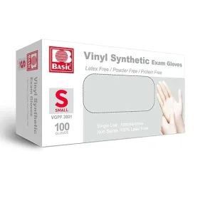 Basic Vinyl Synthetic Gloves Powder Free Small 100ct Vgpf3001