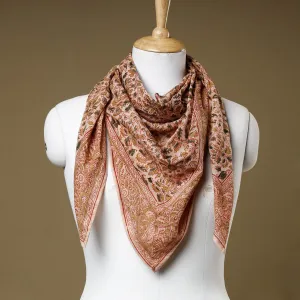 Beige - Original Pedana Kalamkari Block Printed Cotton Scarf