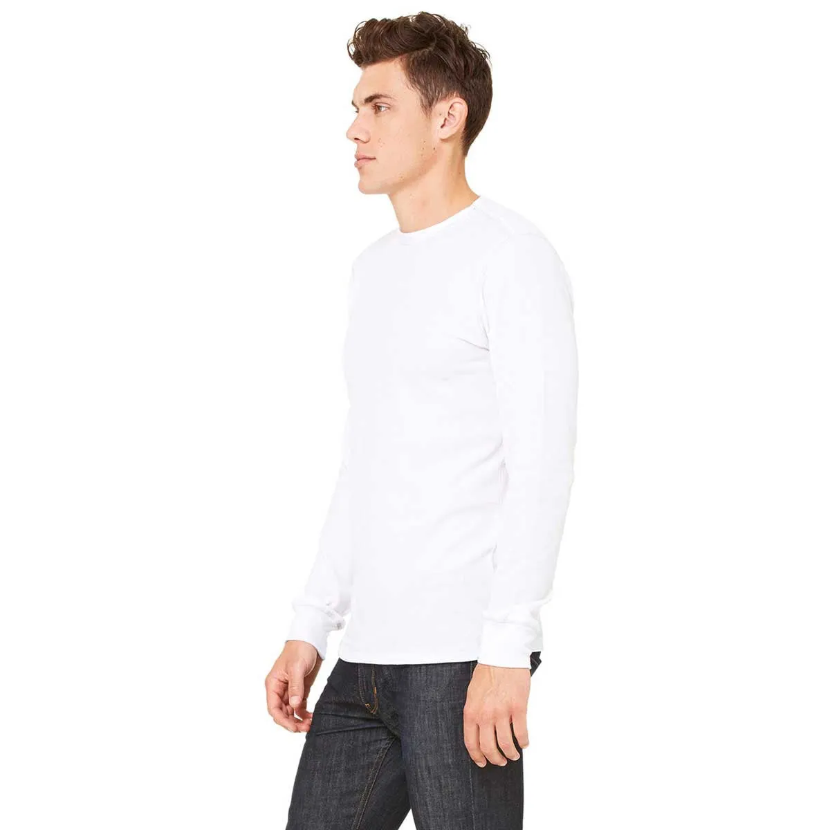 Bella   Canvas Men's White/Grey Thermal Long-Sleeve T-Shirt