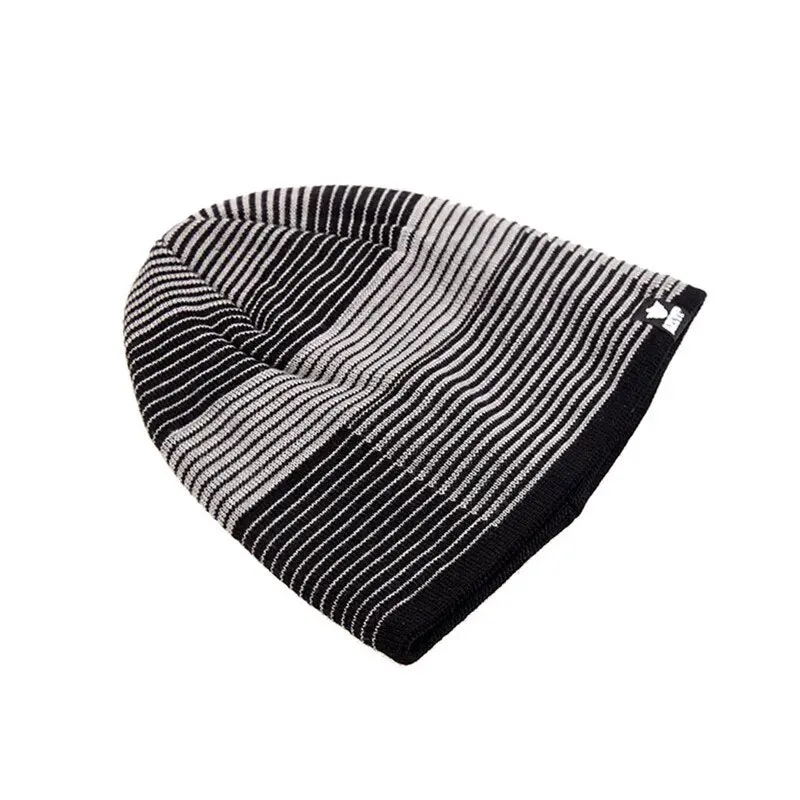 Black and White Beanie With Modern Stripes