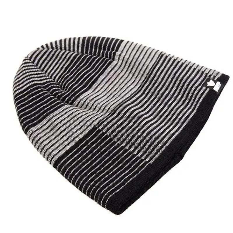 Black and White Beanie With Modern Stripes