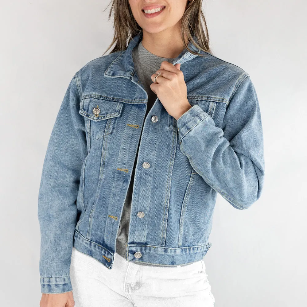 (Black Denim) Black Bridal Denim Jacket with Custom Name