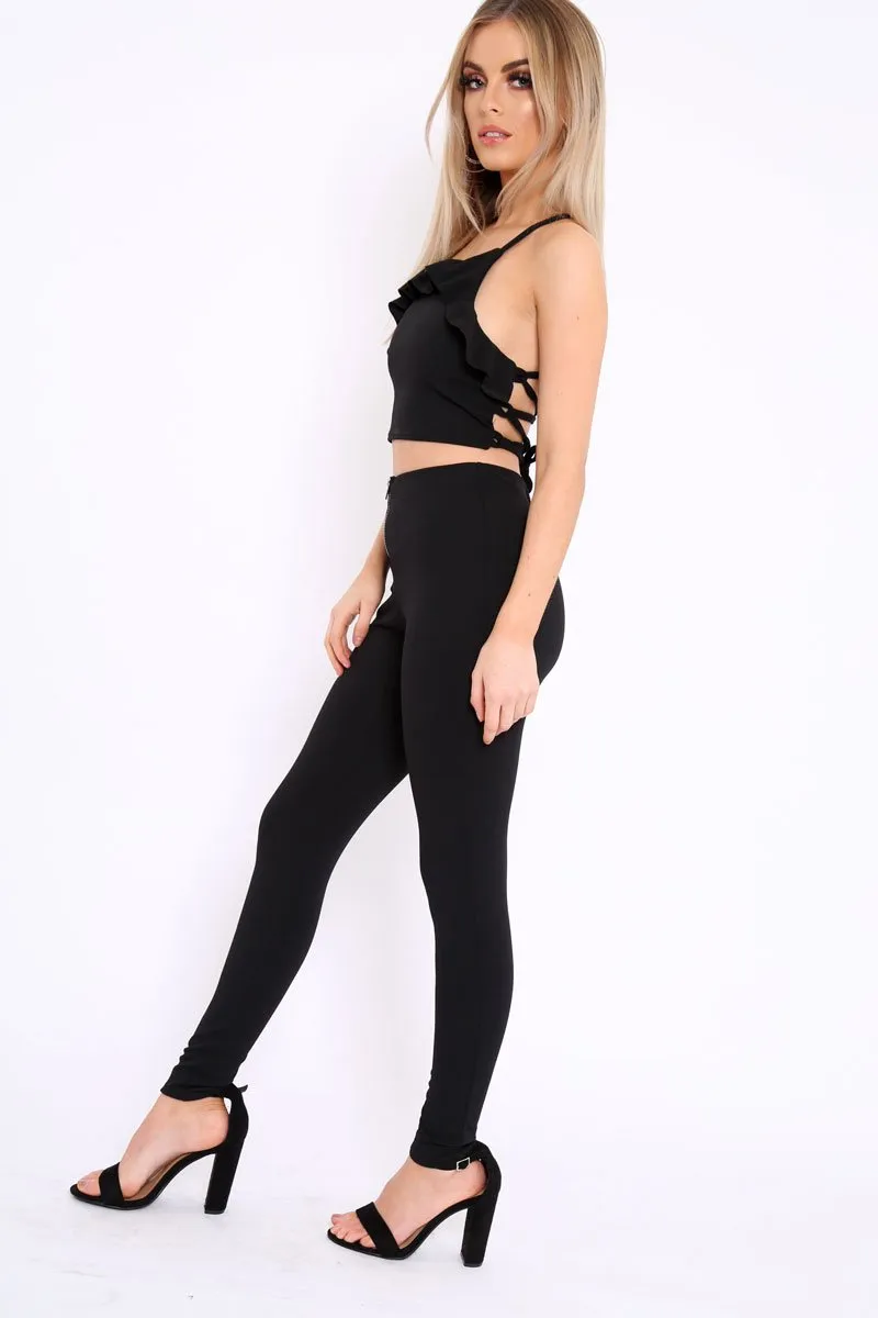 Black Frill Cami and Trousers Co-ord - Autymn