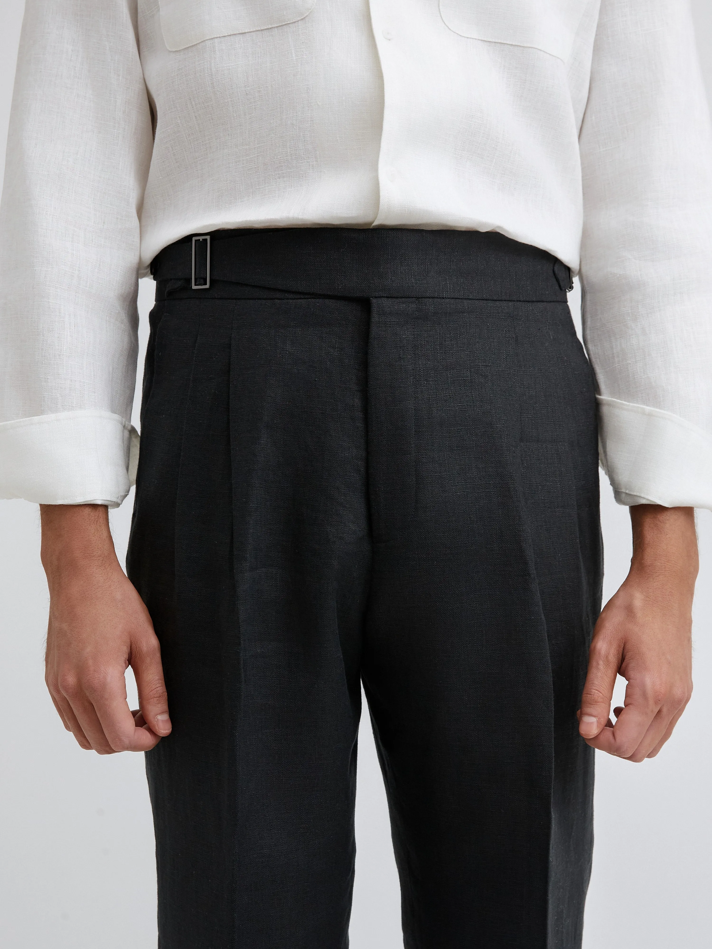 Black Linen Gurkha Trousers