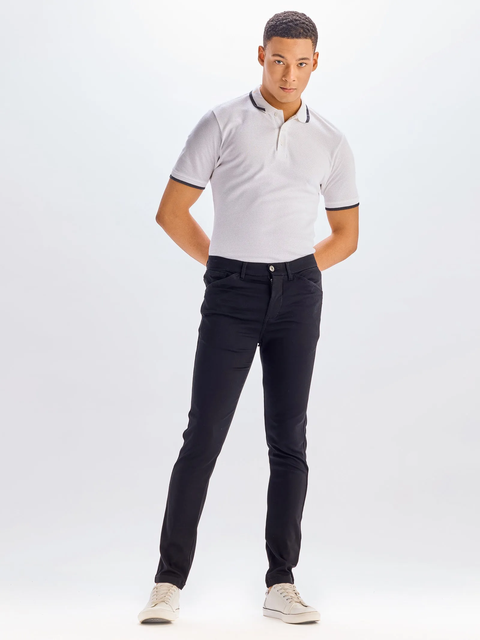 Black Skinny Fit Stretch Ankle Travel Pant