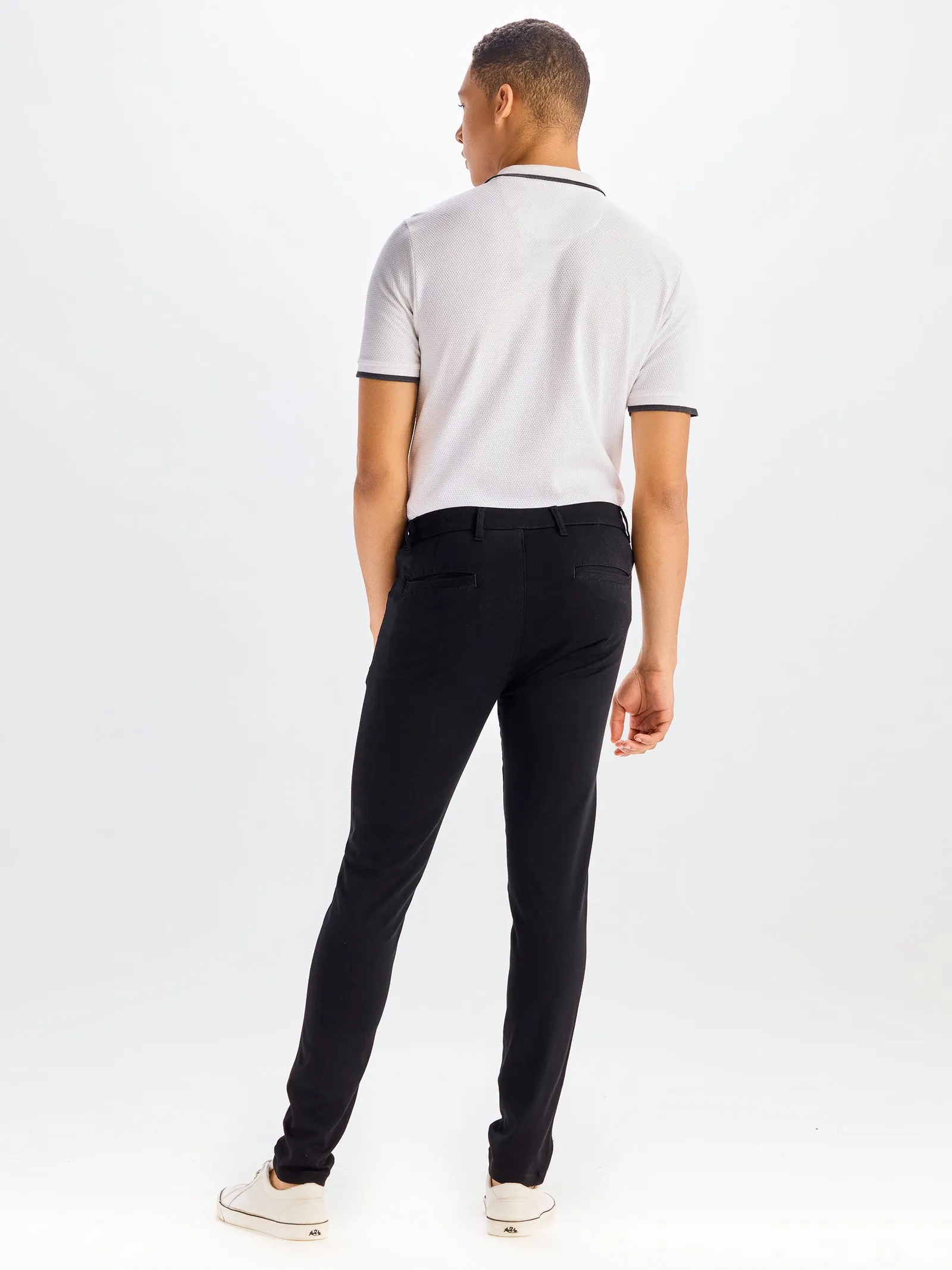 Black Skinny Fit Stretch Ankle Travel Pant