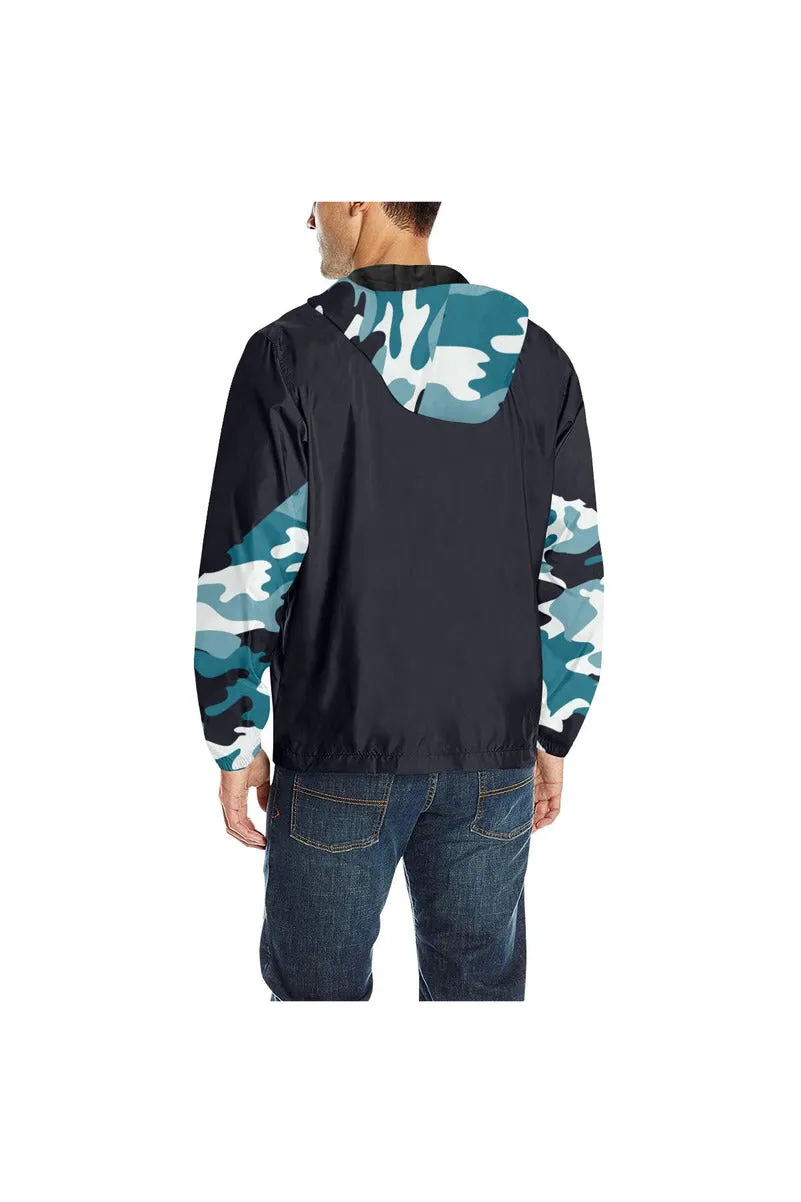 Blue Camouflage Quilted Windbreaker for Men (Model H35)