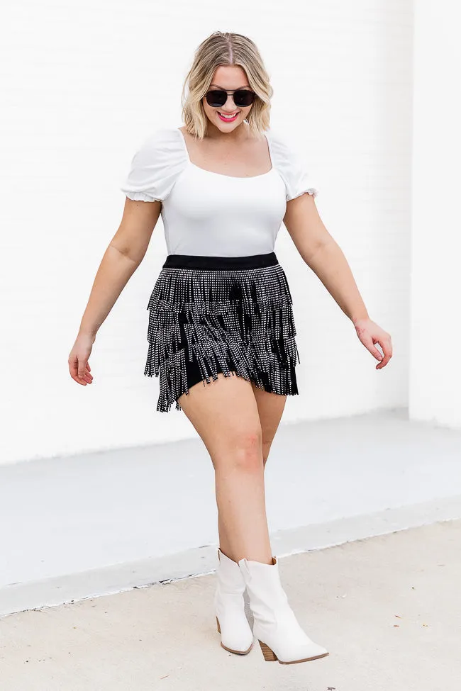 Born To Fly Black Studded Fringe Skirt FINAL SALE