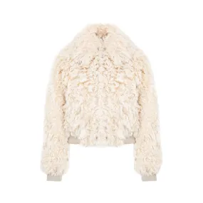 Bottega Veneta Shearling Cropped Bomber Jacket