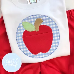 Boy Shirt - Applique Apple with Pocket