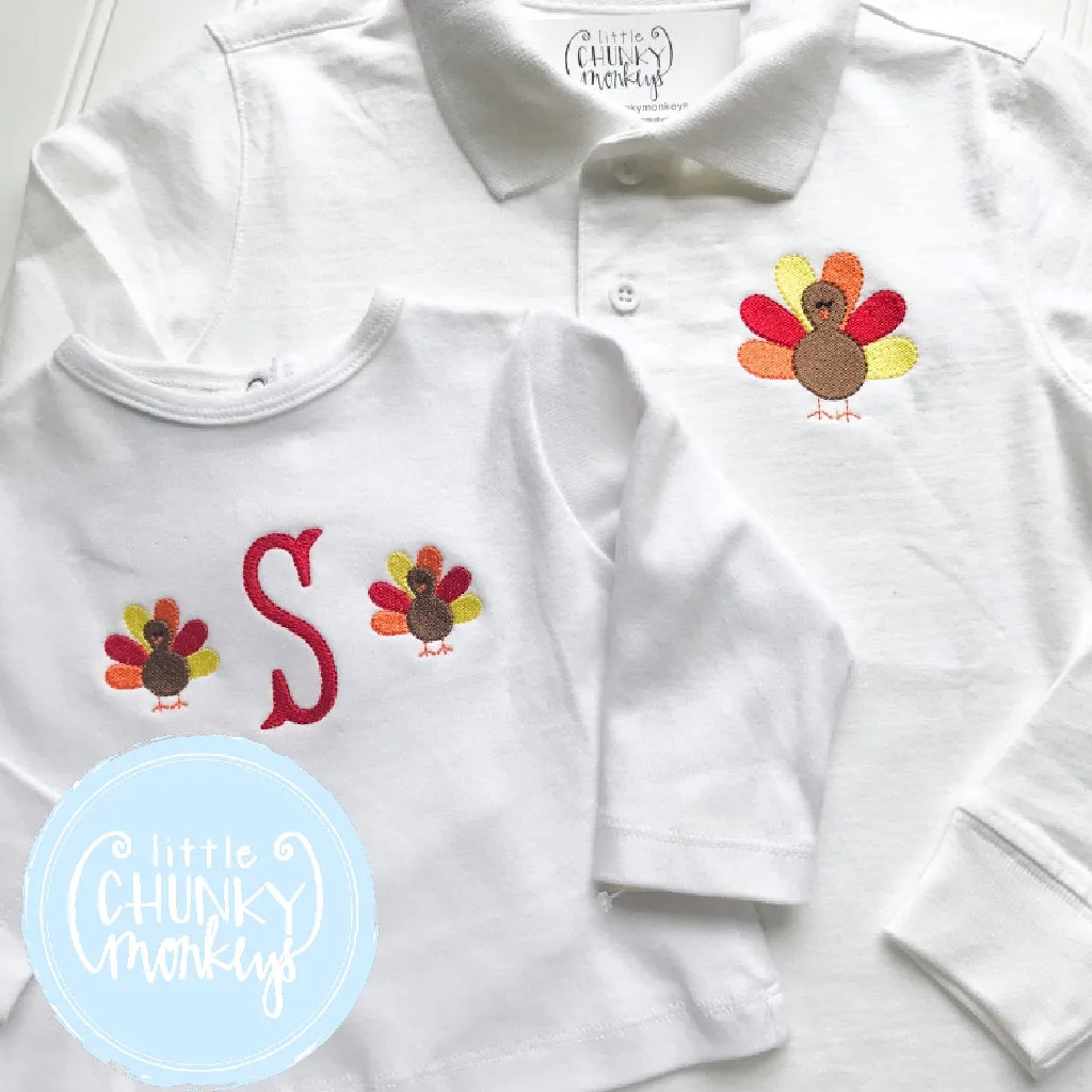 Boy Shirt - Turkey Mini's with Initial Shirt