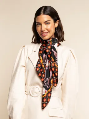 Bruna (black/orange)- soft and lightweight Italian foulard from pure silk