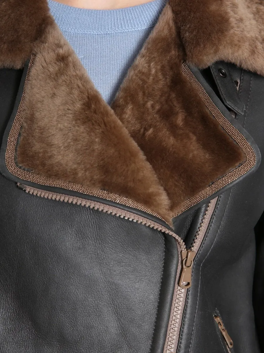 Brunello Cucinelli Shearling Biker Jacket