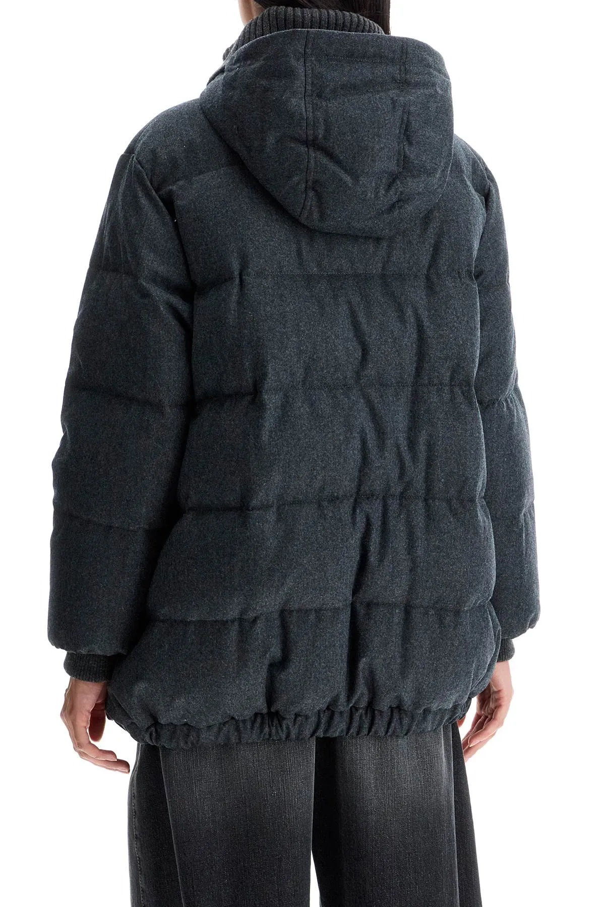 Brunello Cucinelli Woolen Down Jacket With Hood