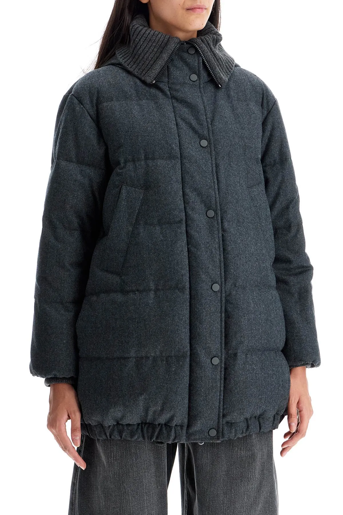 Brunello Cucinelli Woolen Down Jacket With Hood