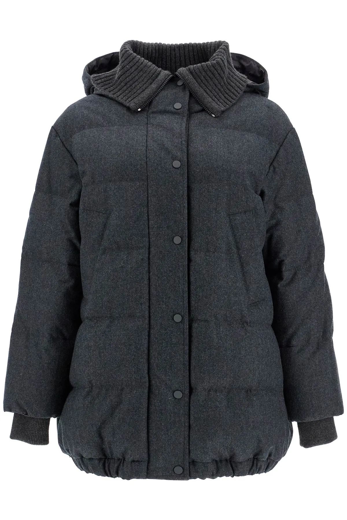 Brunello Cucinelli Woolen Down Jacket With Hood