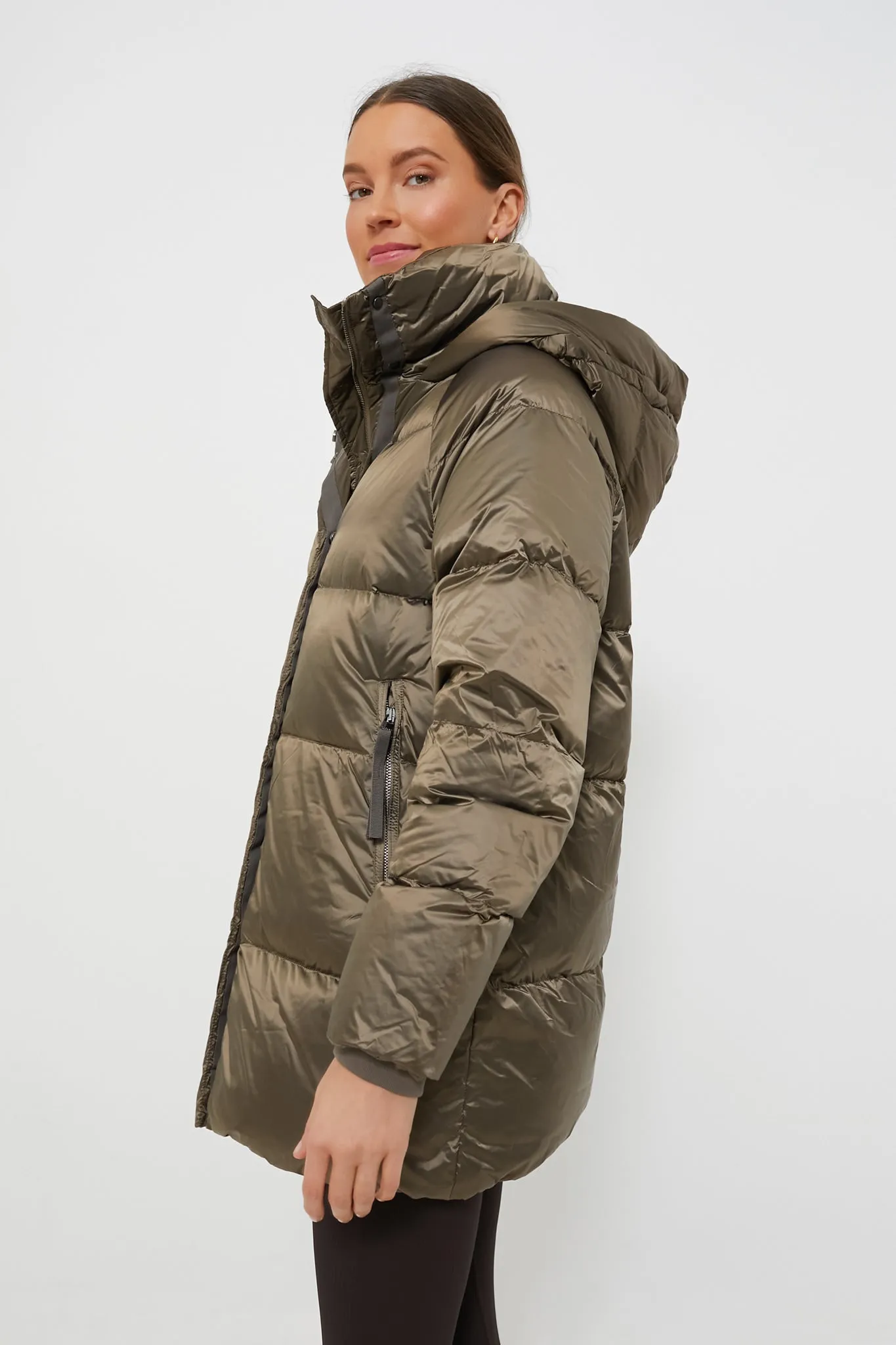 Brushed Olive Metallic Canton Down Jacket