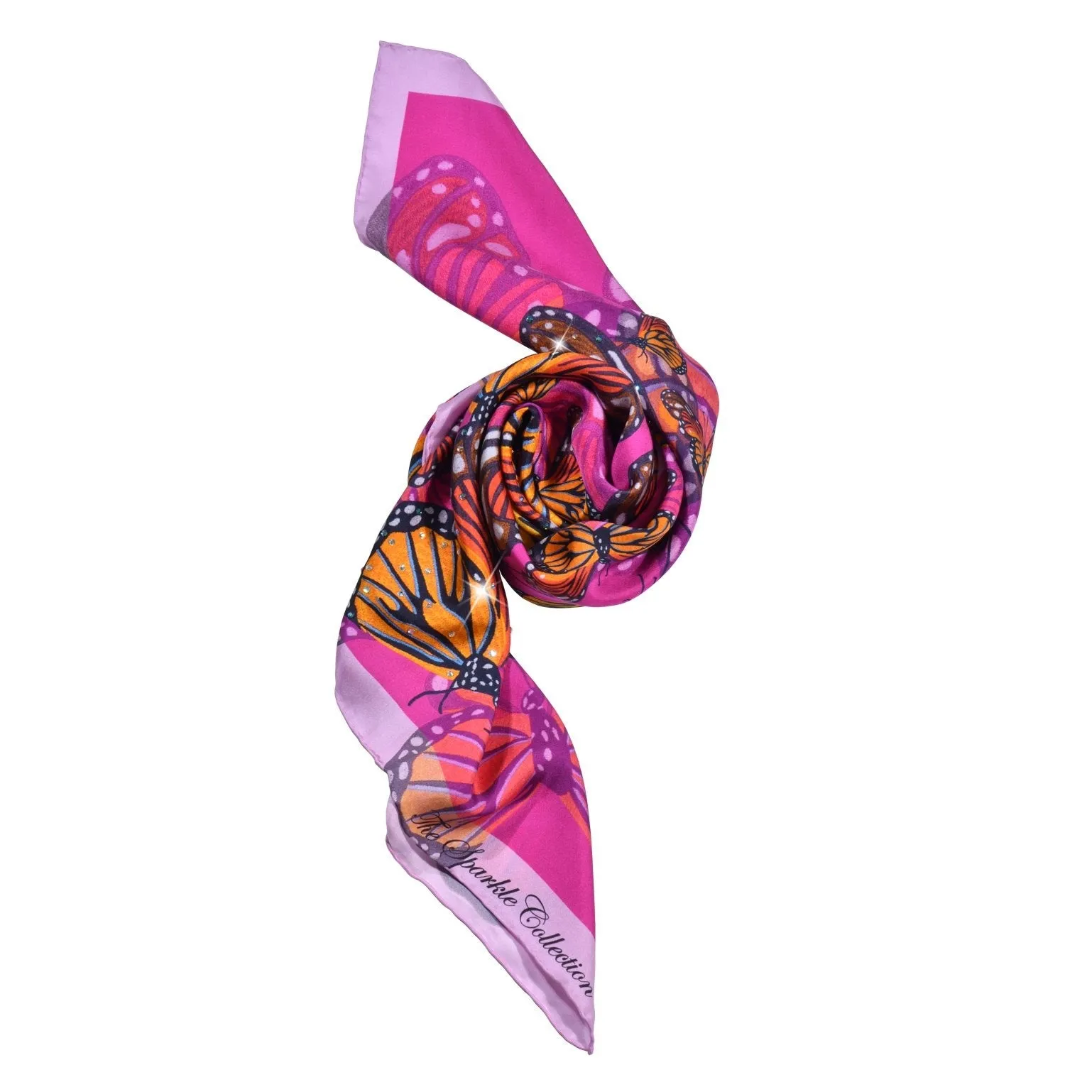 【BUTTERFLY】100% Silk Scarf with Crystals　