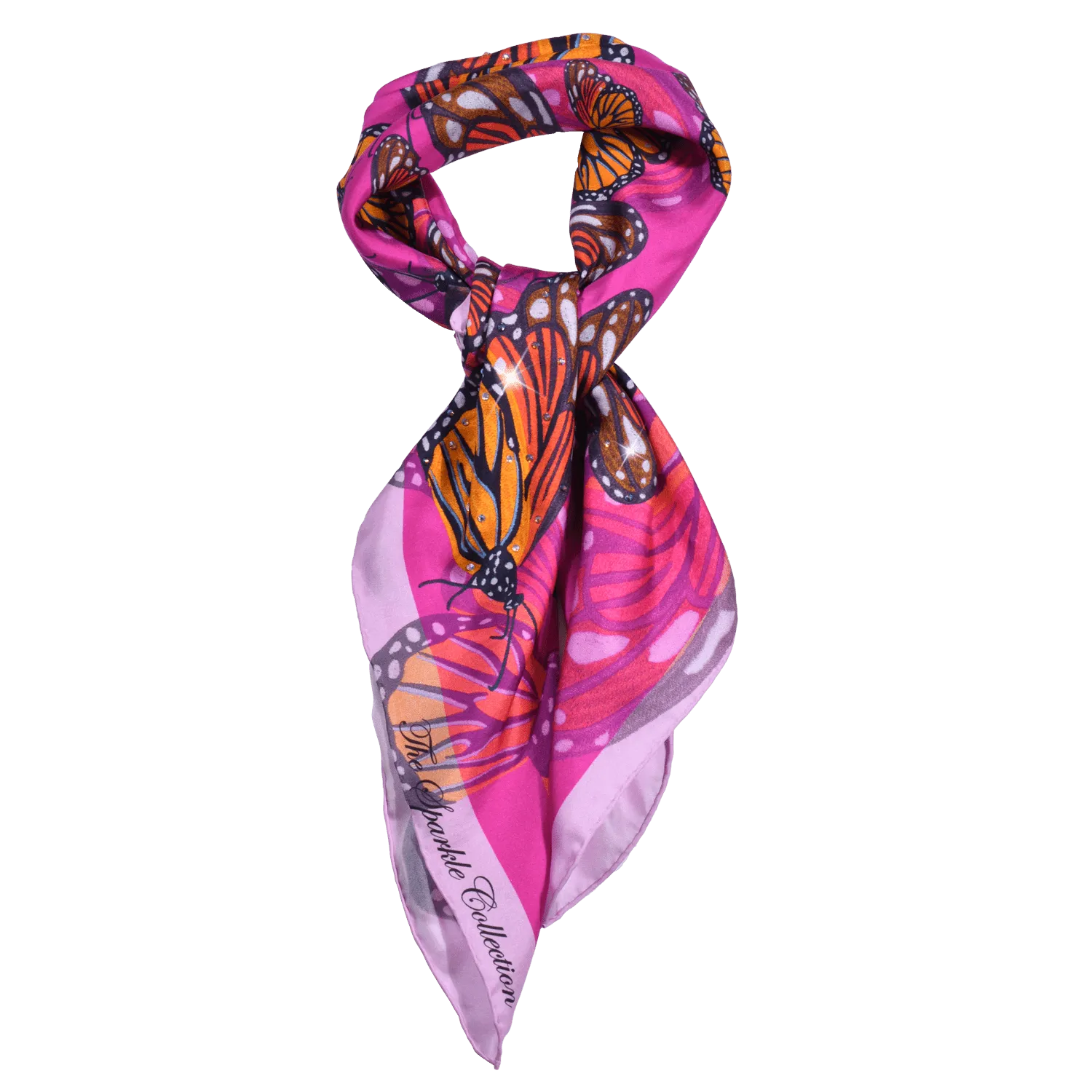 【BUTTERFLY】100% Silk Scarf with Crystals　