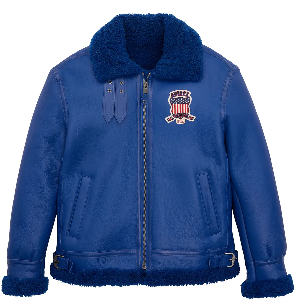 Buy Best Original Winter Avirex B3 Shearling Mazarine Blue Leather Jackets For Sale