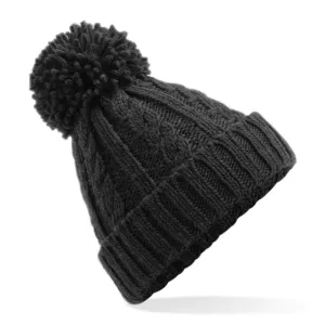 Cable Knit Melange Beanie | BLACK