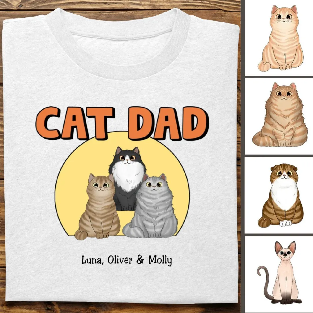 Cat Lovers - Cat Dad - Personalized Unisex T-shirt