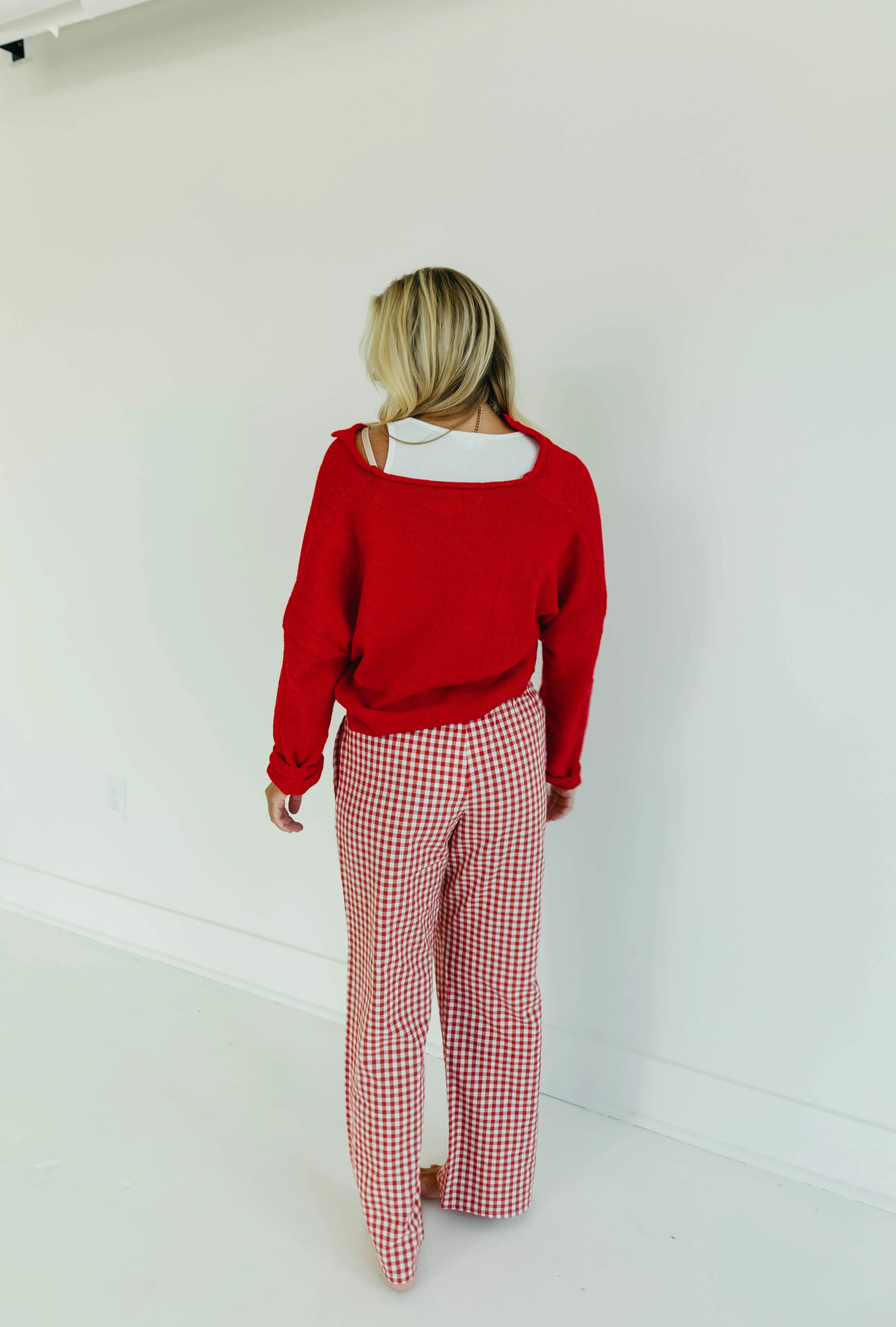 Catie Checkered Pants - Red