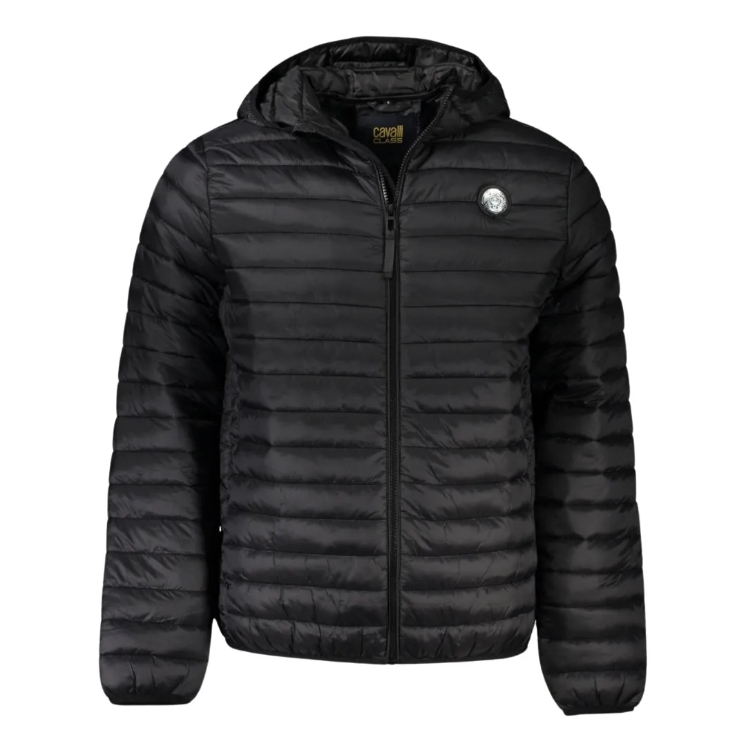 Cavalli Class Plain Quilted Black Jacket