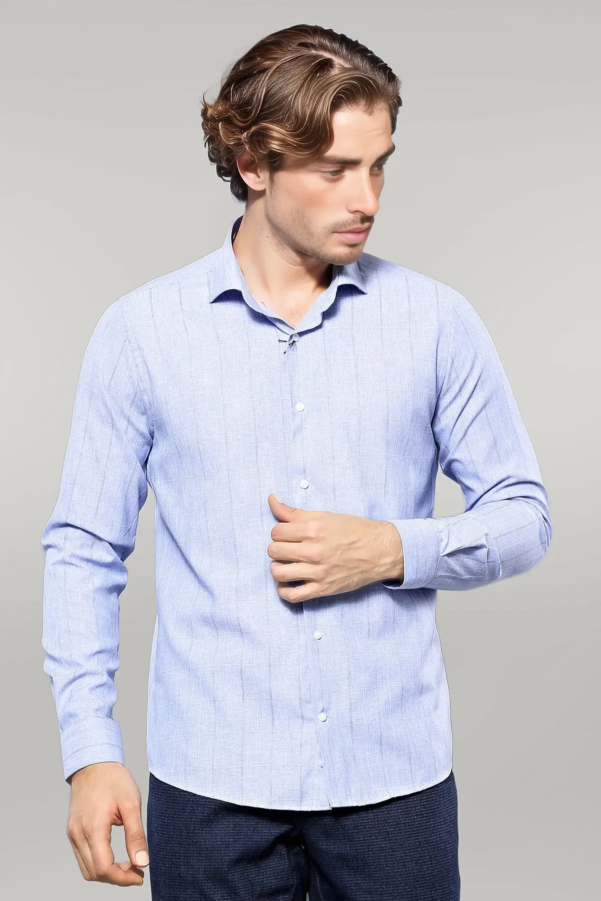 Checked Long Sleeve Blue Shirt | Wessi