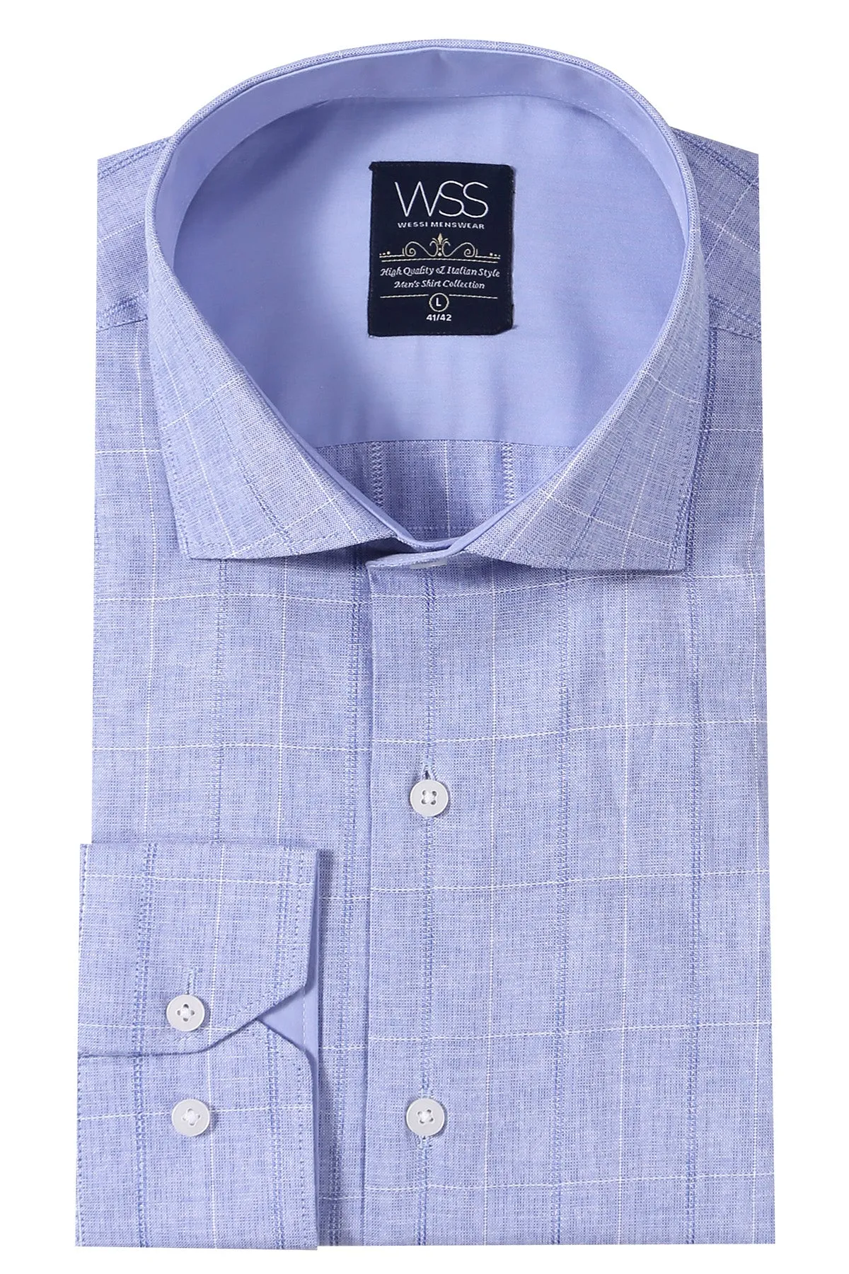 Checked Long Sleeve Blue Shirt | Wessi