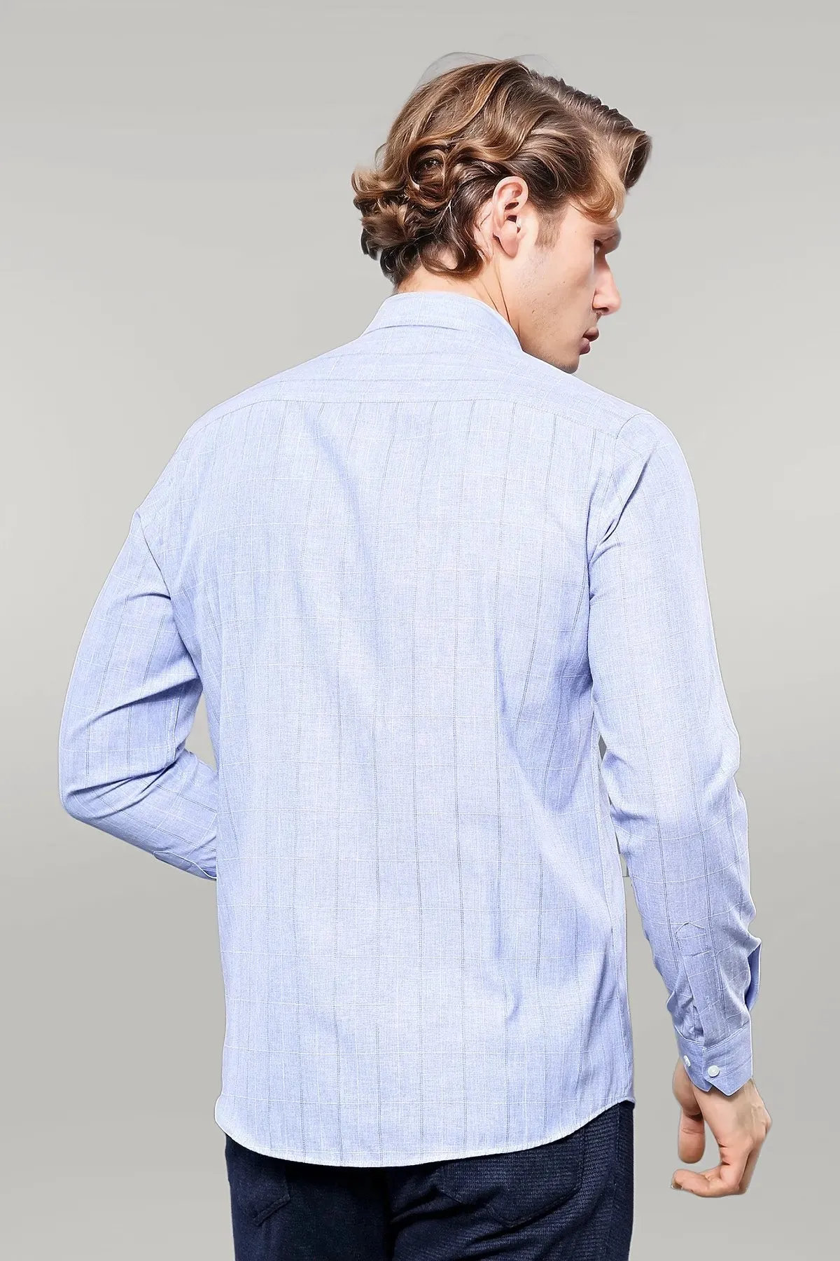 Checked Long Sleeve Blue Shirt | Wessi