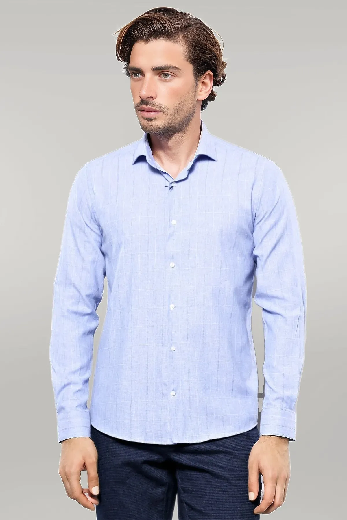 Checked Long Sleeve Blue Shirt | Wessi