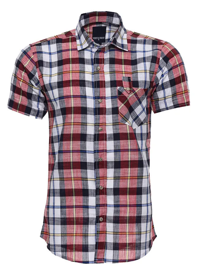 Checked Patterned Short Sleeve Men Shirt - Wessi