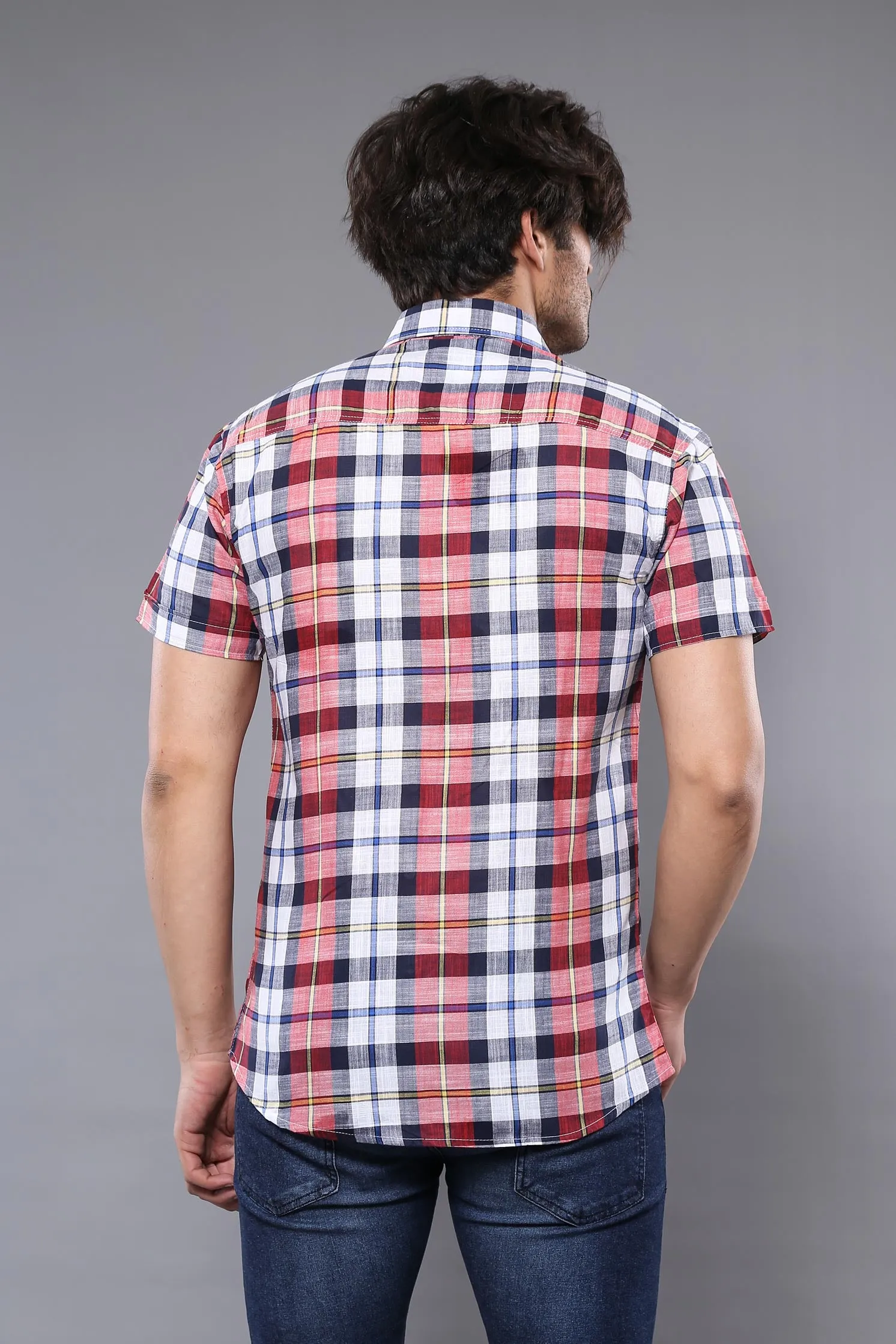 Checked Patterned Short Sleeve Men Shirt - Wessi