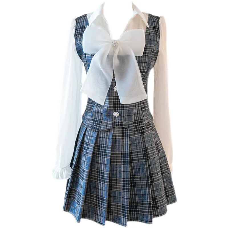 Chic Check Pleated Skirt Two Piece  KF81120