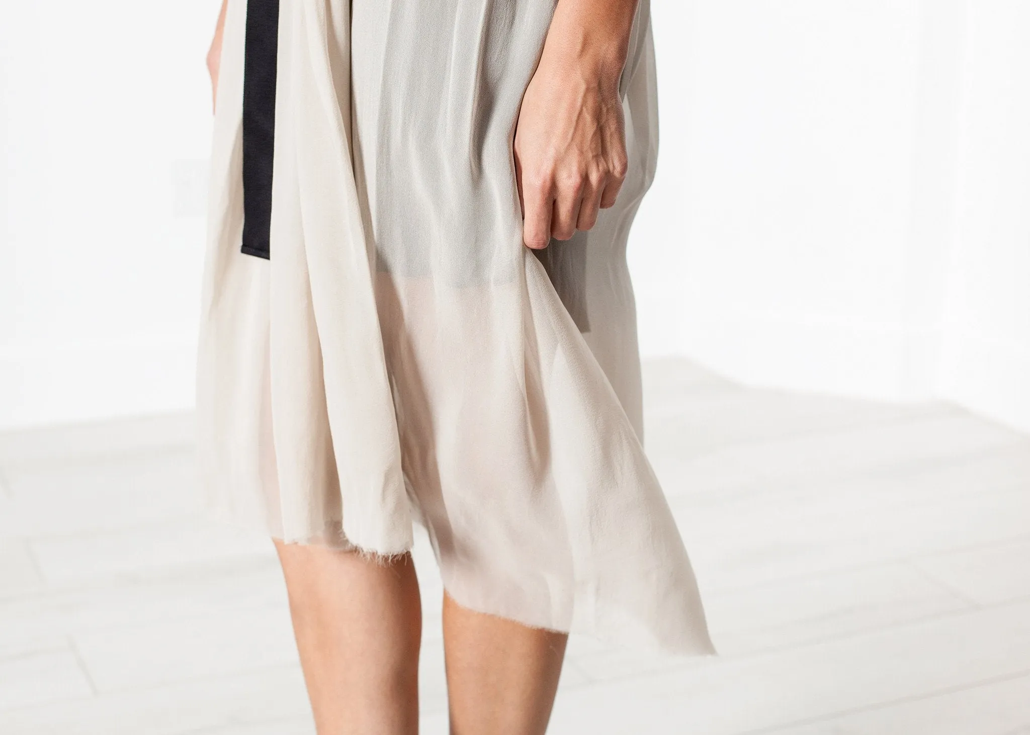 Chiffon Cape Back Dress in Sand